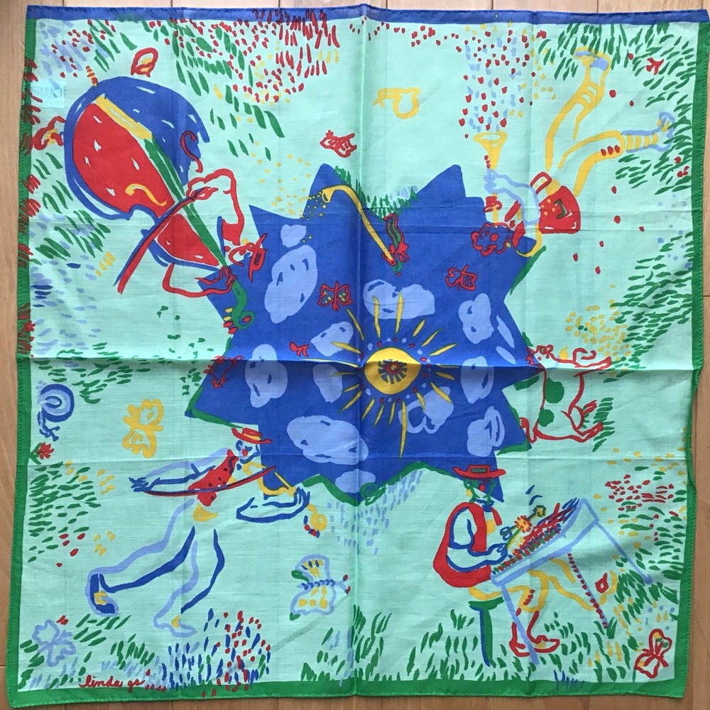 Linda Graedei for Swatch Cotton Bandana Scarf Playing Musicians